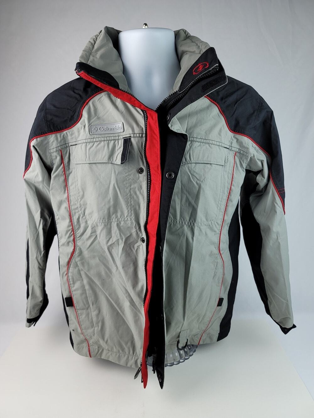Columbia Sportswear XCO Boys Jacket Gray Black Youth 14/16 Full Zip no liner